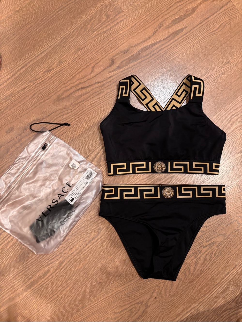 Versace Greco Border bikini top size 2 and bottom size 3